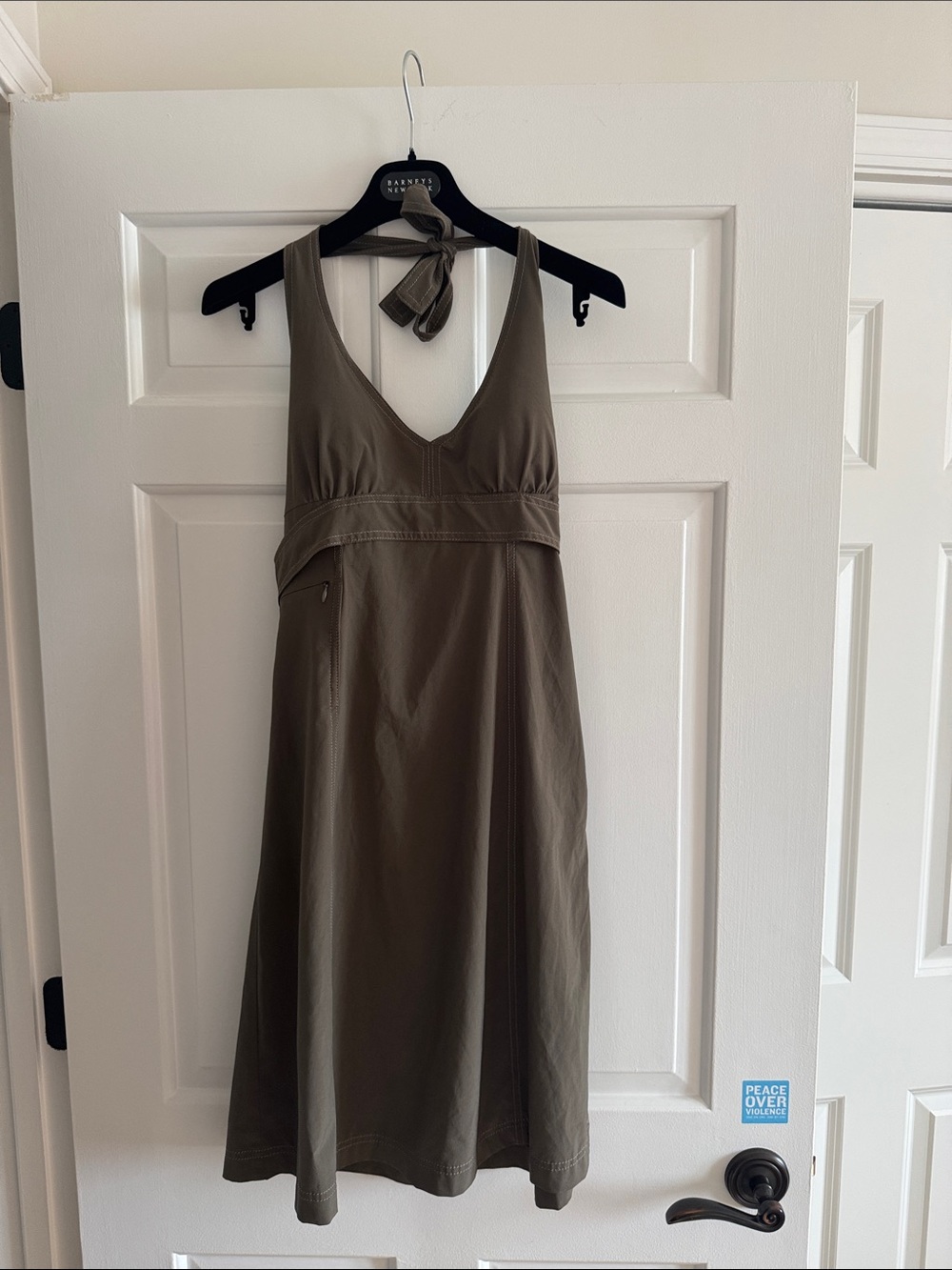 ATHLETA Olive Halter V-Neck Summer Dress